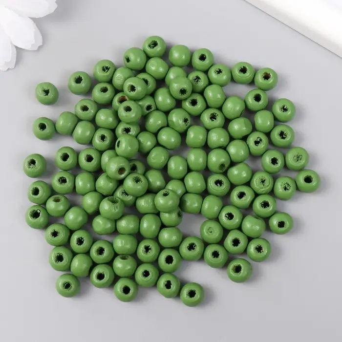 Бусины для творчества дерево "Оливковый" d-0,8 см, набор 20 гр