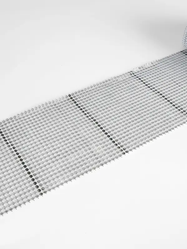 Лента с имитацией выпуклых страз, 11.5 см, 9&plusmn;1 м, цвет серебряный