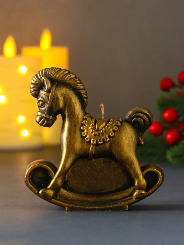 Декоративная свеча "Лошадка-качалка" (бронза), 96*35*100