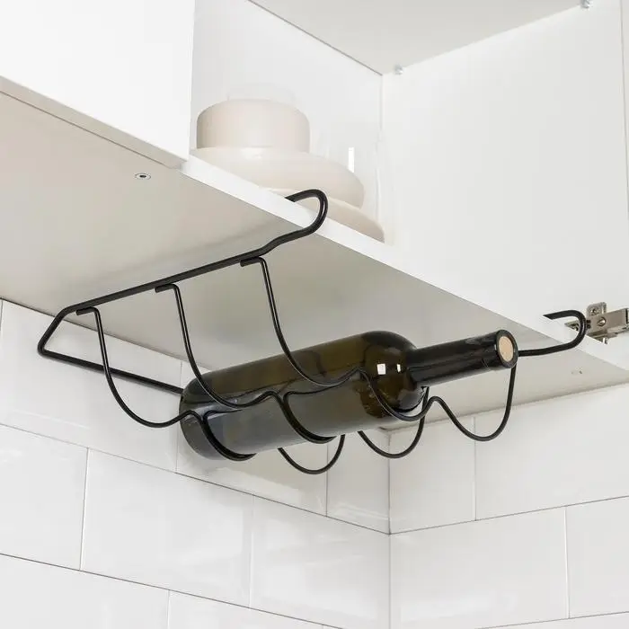 Держатель для бутылок Доляна, подвесной, металл, 32.5&times;31.5&times;13 см, чёрный