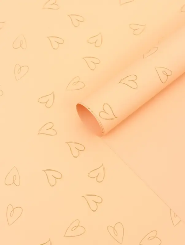 Пленка листах для цветов и букетов, &laquo;Сердца&raquo;, пудра светлая, 65 микрон, 57&times;57 см