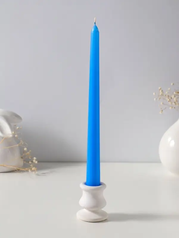 Набор свечей античных 25 см, 3 шт., 58 г, 7 ч, синий