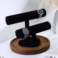 Подставка для часов, браслетов &laquo;QF. Флок&raquo;, двухуровневая, сердце, 26&times;11&times;18 см, d=5 см, чёрная