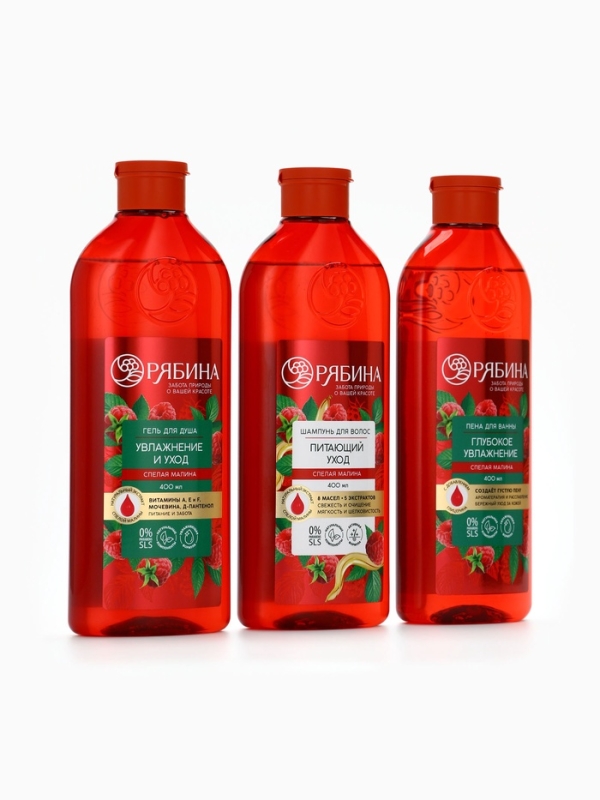 Гель для душа, увлажнение и уход, аромат малины, 400 мл, Рябина Гель для душа, увлажнение и уход, аромат малины, 400 мл, Рябина