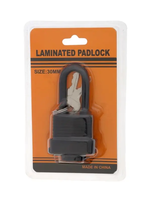 Замок навесной LOCKLAND, 30 мм, влагозащищенный, длинная дужка, 2 ключа, цвет черный