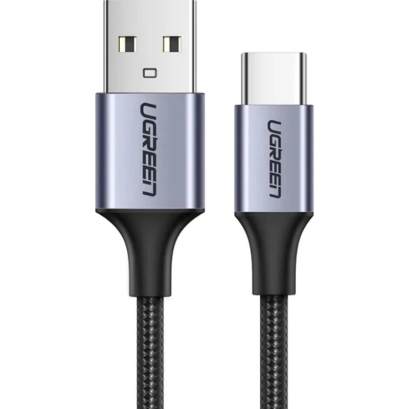 Кабель UGREEN US288 (60408)USB-A-USB-C Nickel Plat.Alum.Braid 3м сер.косм