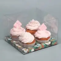 Коробка для капкейка, кондитерская упаковка, 4 ячейки &laquo;Тебе с любовью&raquo;, 16&times;16&times;11.5 см