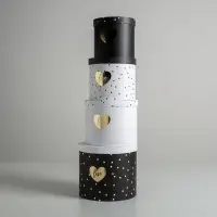 Набор коробок для цветов 4 в 1, упаковка подарочная, &laquo;Чёрно-белый&raquo;, 14&times;14&times;13 см - 20&times;20&times;17.5 см