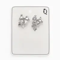Серьги «Бантик» со звёздочкой, белый в серебре