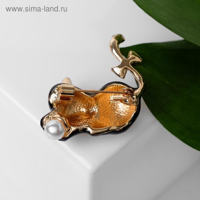 Брошь «Котёночек», цвет чёрно-белый в золоте Брошь «Котёночек», цвет чёрно-белый в золоте