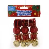 Ёлочные игрушки &laquo;Лавра&raquo;, набор 11 шт. (3 подарка, 2 колокол, 3 шара, 3 барабана), МИКС