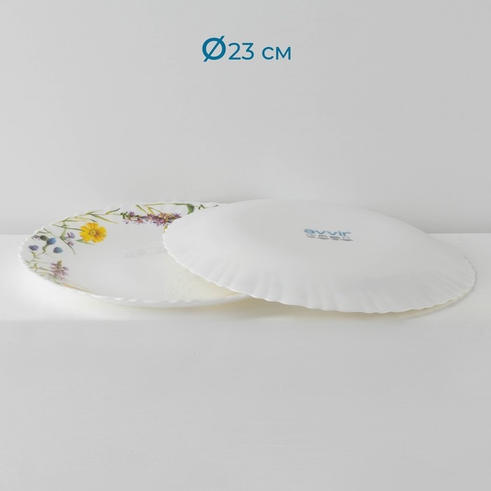 Сервиз столовый Avvir «Полевые цветы», 18 предметов: 6 тарелок d=16,5 см, d=17,5 см, d=23 см, стеклокерамика, цвет белый Сервиз столовый Avvir «Полевые цветы», 18 предметов: 6 тарелок d=16,5 см, d=17,5 см, d=23 см, стеклокерамика, цвет белый