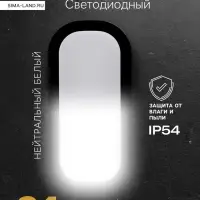 Светильник светодиодный герметичный, 24 Вт, IP54, 4000К, 220 В, овал, черный