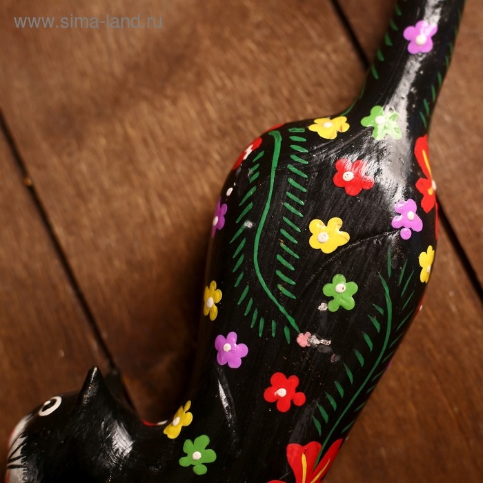 Сувенир «Кошечка черная в цветочек», 8×4×39 см, дерево Сувенир «Кошечка черная в цветочек», 8×4×39 см, дерево