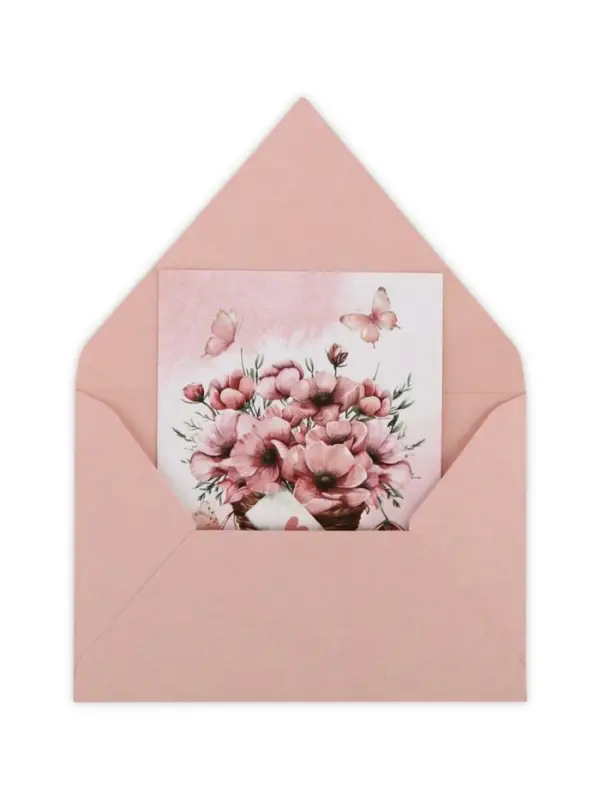 Конверт для денег с открыткой и наклейкой &laquo;Нежные цветы&raquo;, тиснение, акварельный картон, 16 х 11 см