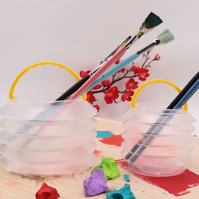 Стакан для кистей складной d=6 см, с губкой, прозрачный с ручкой Стакан для кистей складной d=6 см, с губкой, прозрачный с ручкой