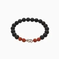 Браслет "Слоник" лава, рудракша, длина 18 см, цв. чёрный, коричневый Браслет "Слоник" лава, рудракша, длина 18 см, цв. чёрный, коричневый
