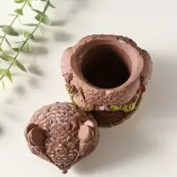 Шкатулка для украшений с крышкой &laquo;Сова Теремок&raquo;, 15&times;10 см, гипс, коричневый с росписью