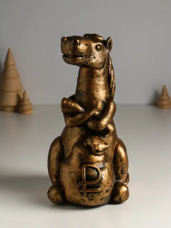 Копилка "Лошадь с мешком" 12х17х24 см, бронза