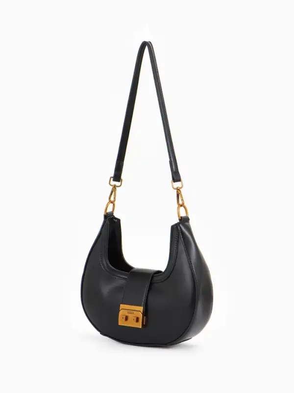 Сумка женская багет TEXTURA на молнии, 24&times;6.5&times;13 см, чёрная