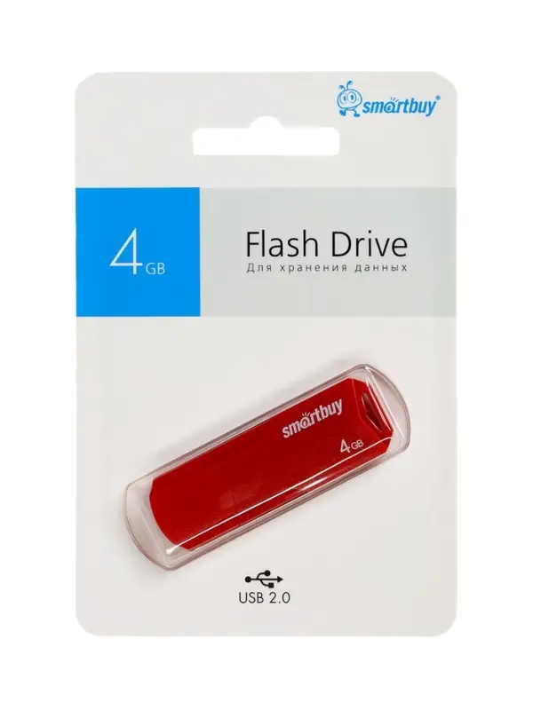 Флешка SmartBuy 032GB CLUE, 4 Гб, USB 2.0, чт до 15 Мб/с, зап до 8 Мб/с, красная