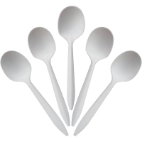 Ложка одноразовая 140 мм, бел.,кукурузный крахмал, 50 шт/уп GREEN MYSTERY