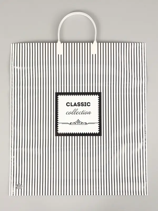 Пакет Классическая полоска- пластиковая ручка 44 х 40 см 100 мкм