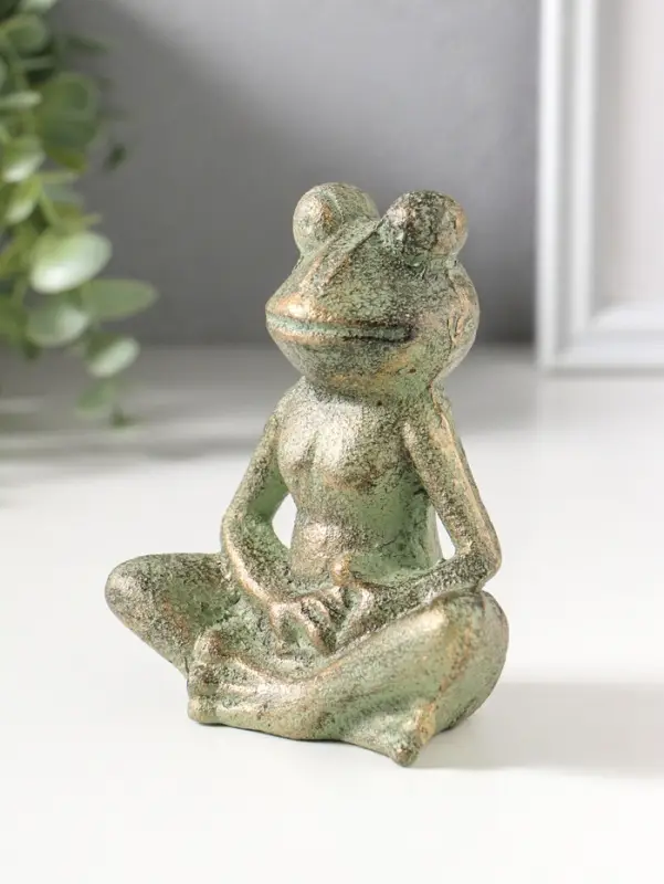 Сувенир чугун "Лягуха - дзен" зелёная патина 10х11,5х4,5 см