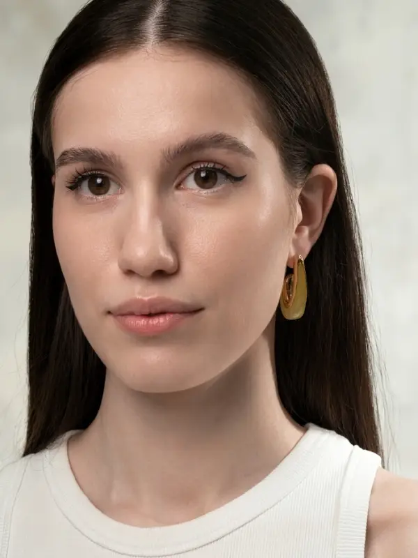 Серьги акрил &laquo;Петля&raquo;, жёлтые в золоте