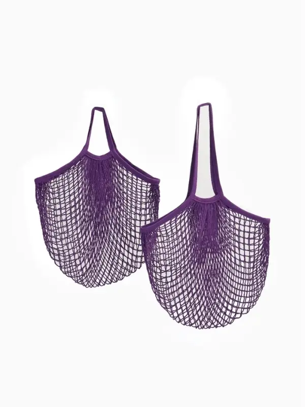 Набор 2 шт.: сумка-авоська плетёная, клетка 1.5 см, фиолетовая