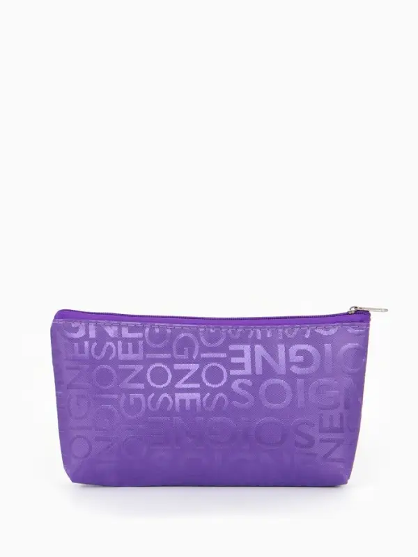 Косметичка - пенал на молнии, маленькая, с буквами, фиолетовая