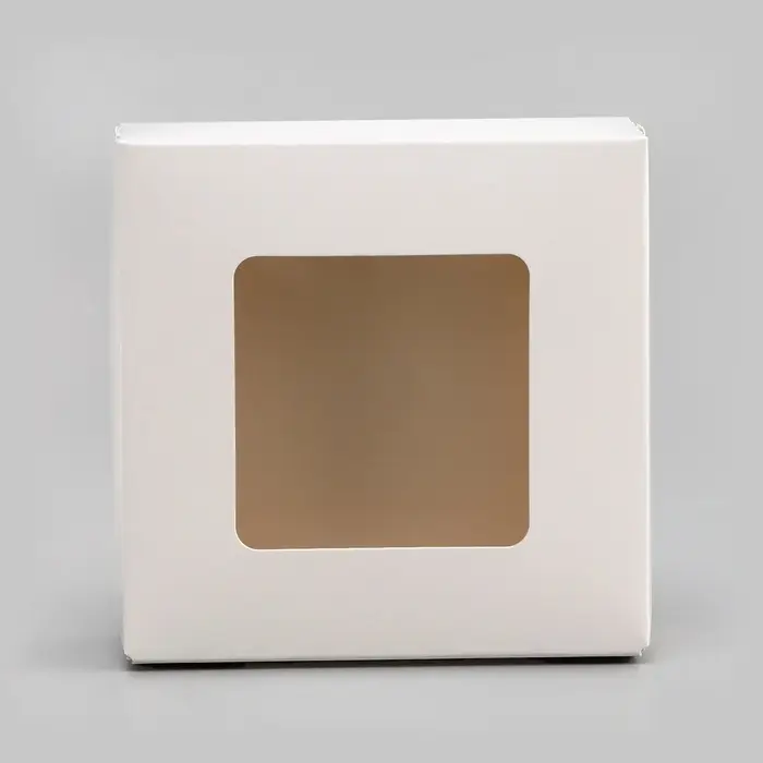 Коробка пищевая, с окном, белый, 11.5&times;11.5&times;4 см