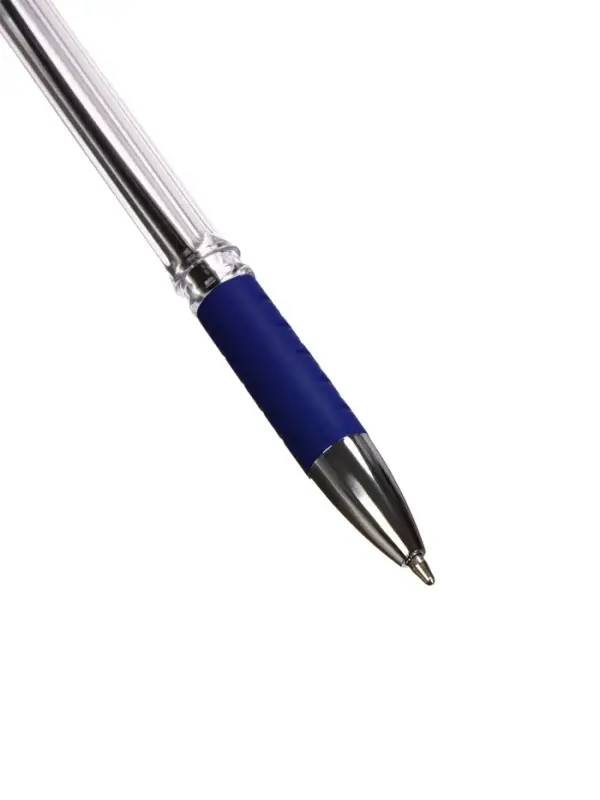 Ручки шариковые 10 штук, белый корпус, с синими колпачками
