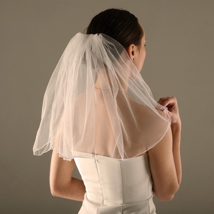 Вуаль ( фата ) Вуаль ( фата ) "Цветочная", молочно-белая, 40 см, полиэстер