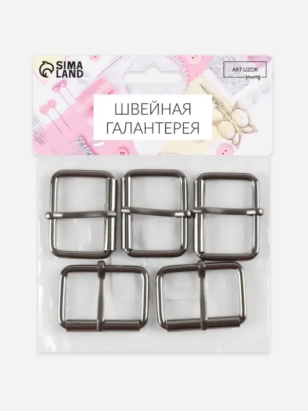 Пряжка проволочная, 4.6&times;3.4 см, 38 мм, 5 шт., цвет чёрный никель