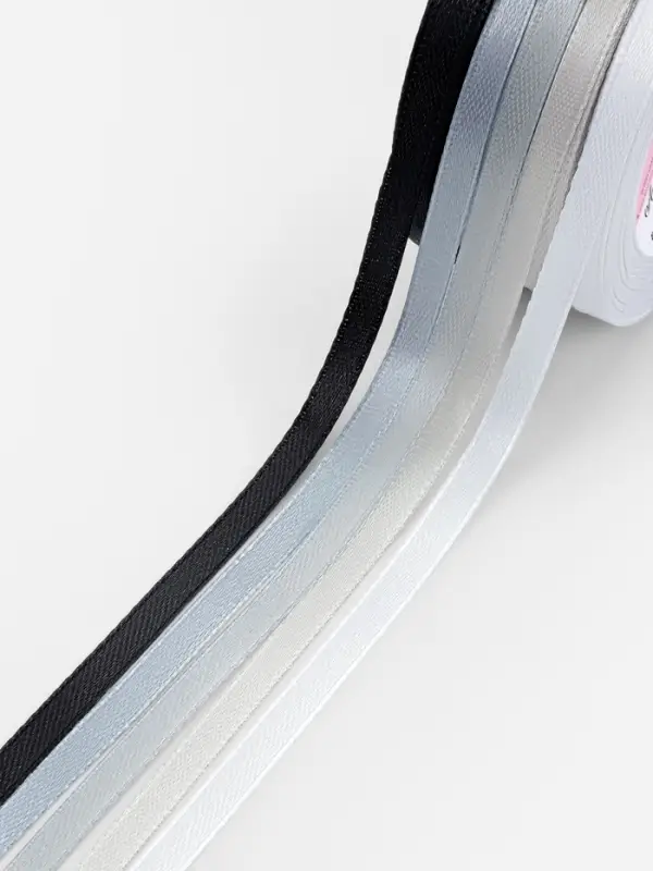 Атласная лента, набор 5 шт., 6 мм, 23&plusmn;1 м, серая, чёрная