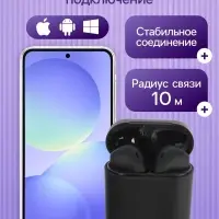 Наушники беспроводные Luazon i12, TWS, вкладыши, Bluetooth 5.0, 35/300 мАч, сенсор, чёрные матовые