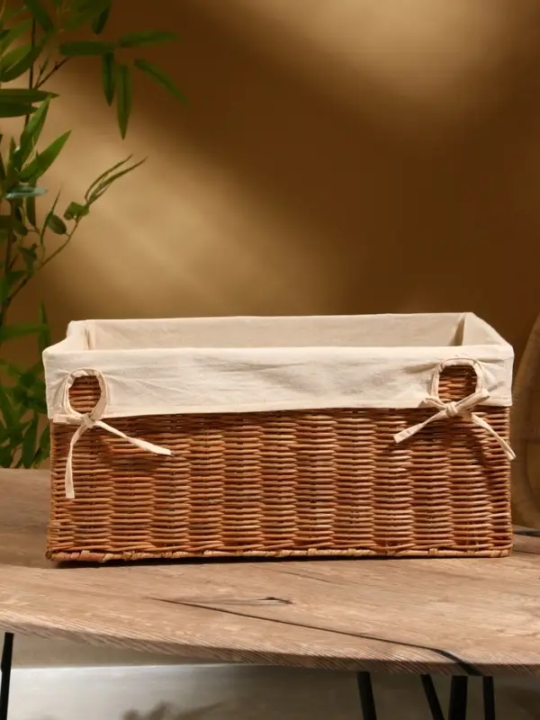 Корзинка прямоугольная с тканевым подкладом, 44×30×20 см, ротанг Корзинка прямоугольная с тканевым подкладом, 44×30×20 см, ротанг