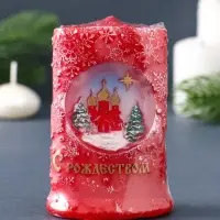 Свеча декоративная &laquo;Снежное Рождество&raquo; 7&times;4&times;10.5 см, красный