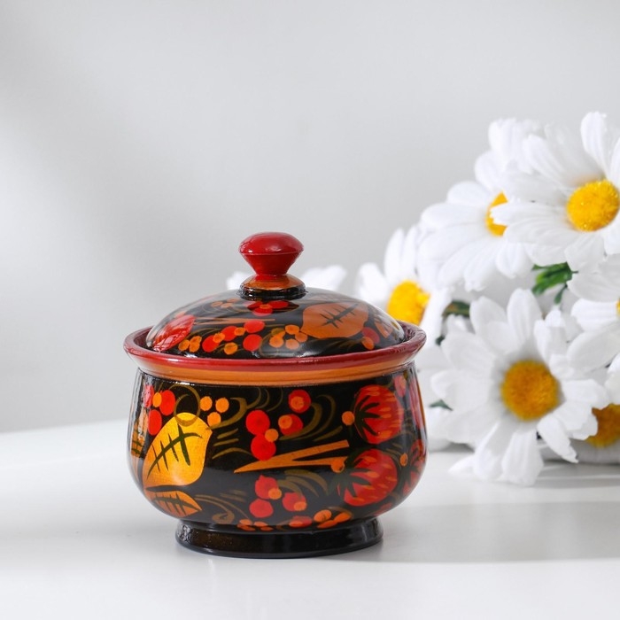 Солонка «Ягодка», большая, 7×10 см, хохлома Солонка «Ягодка», большая, 7×10 см, хохлома