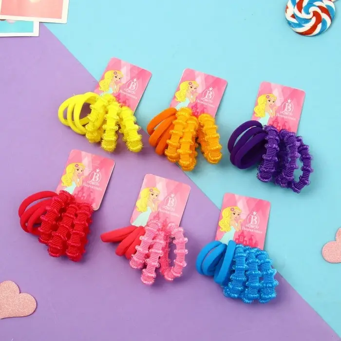 Резинка для волос Резинка для волос "Махрушка" (набор 6 шт) полоски классика, 4 см, микс