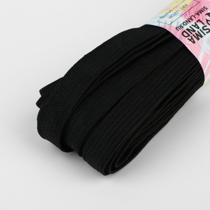 Резинка вязаная, 10 мм, 10 ± 0,5 м, цвет чёрный Резинка вязаная, 10 мм, 10 ± 0,5 м, цвет чёрный
