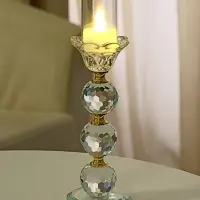 Стеклянный подсвечник на 1 свечу &laquo;Цветочек с тремя шарами&raquo;, 18&times;7&times;7 см