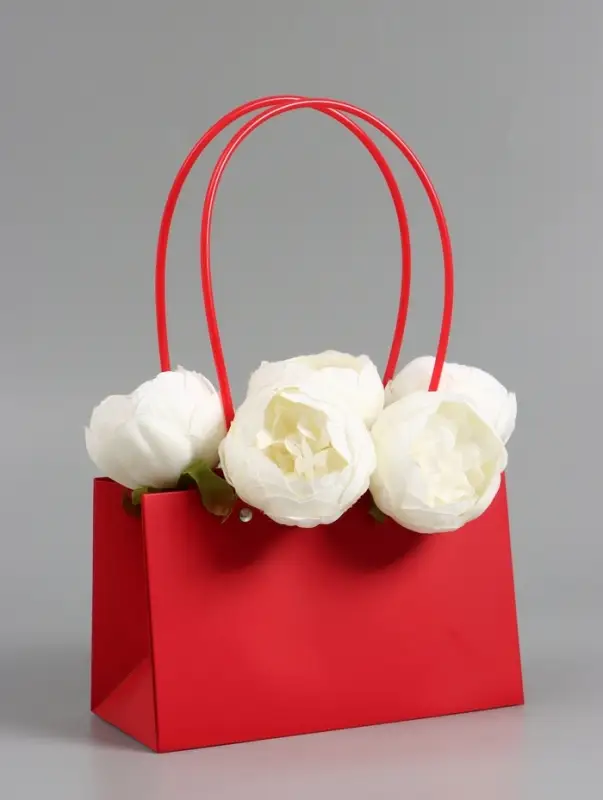 Сумка переноска для цветов, влагостойкая, красная, 22&times;10.5&times;13.5 см