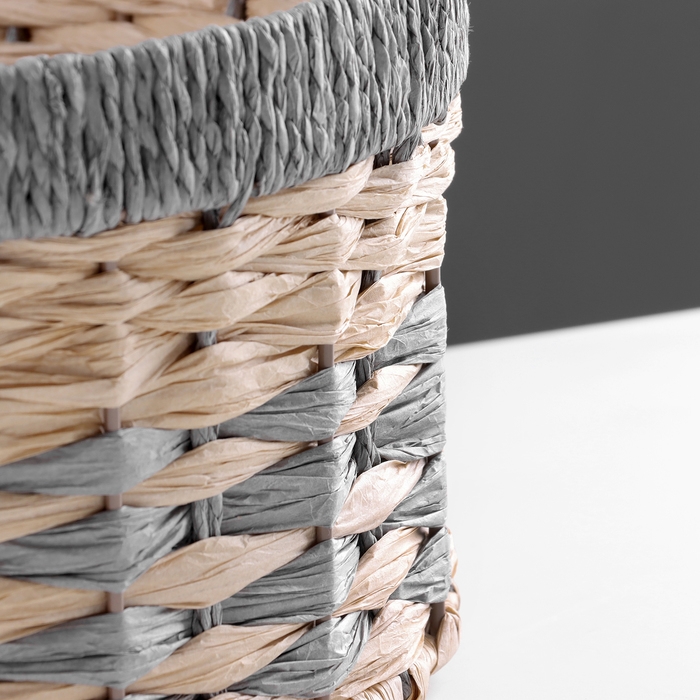 Корзина стеллажная Корзина стеллажная "Колос", Д375 Ш375 В180, бежевый, серый