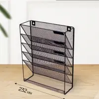 Лоток для бумаг настенный, 5 отделений, чёрный