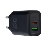 Переходник сетевого зарядного устройства на Type-C PD20W + USB QC3.0 N61 HOCO черный