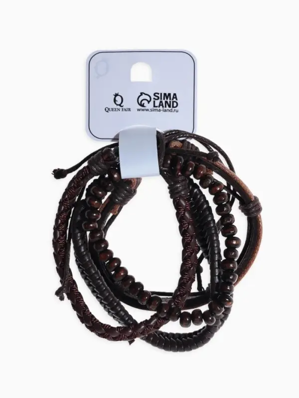 Набор браслетов &laquo;Фита&raquo;, 4 шт. кожа, коричневый, d=7.5 см