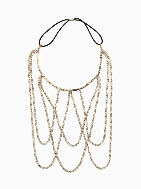 Цепочка на бедро бодичейн  Цепочка на бедро бодичейн "Ярусы" со стразами, цвет белый в золоте