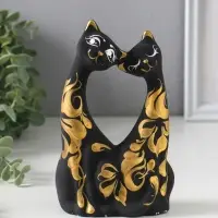 Фигурка керамика &laquo;Коты влюбленные&raquo;, чёрные, 5&times;10&times;17 см